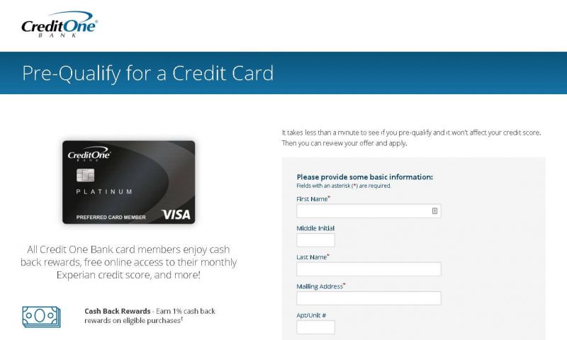 credit one bank apply for credit card