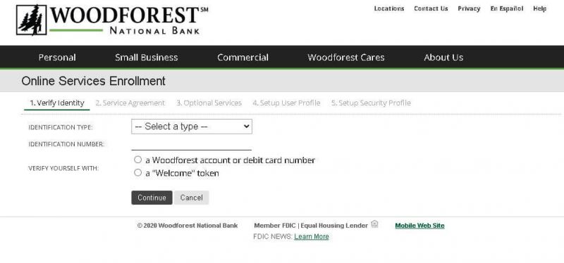 woodforest national bank enrollment steps