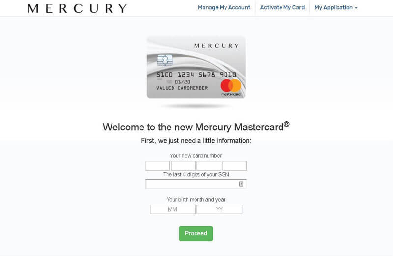 mercury credit card activation