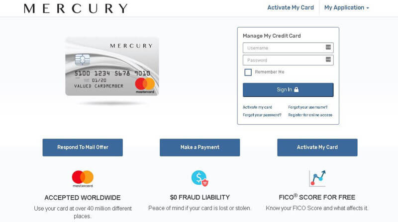 mercury credit card login