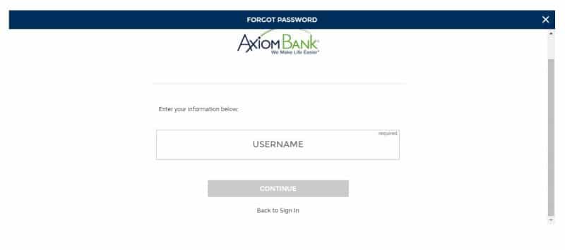 Axiom Bank forgot password
