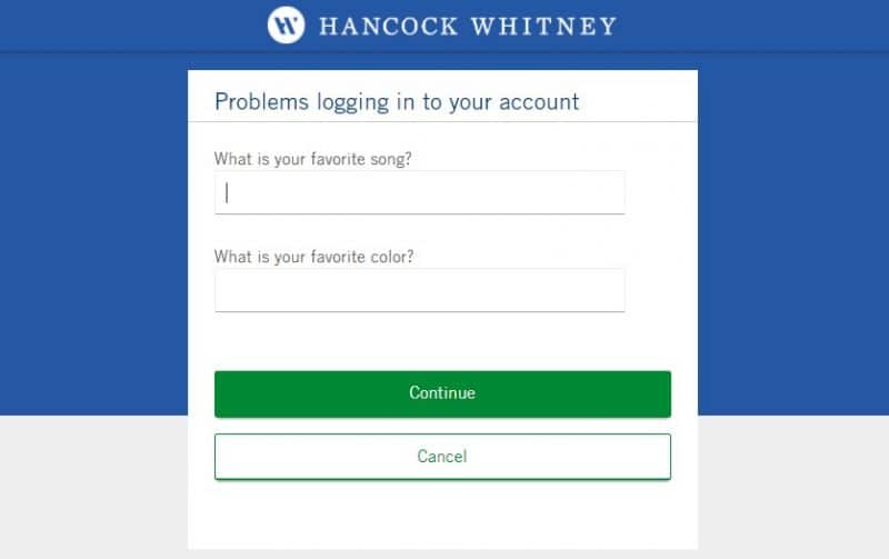 Hancock Whitney Bank ForgotPassword