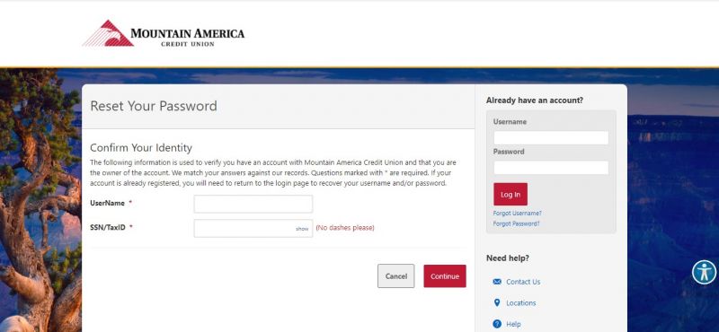 Mountain America Credit Union Forgot Password