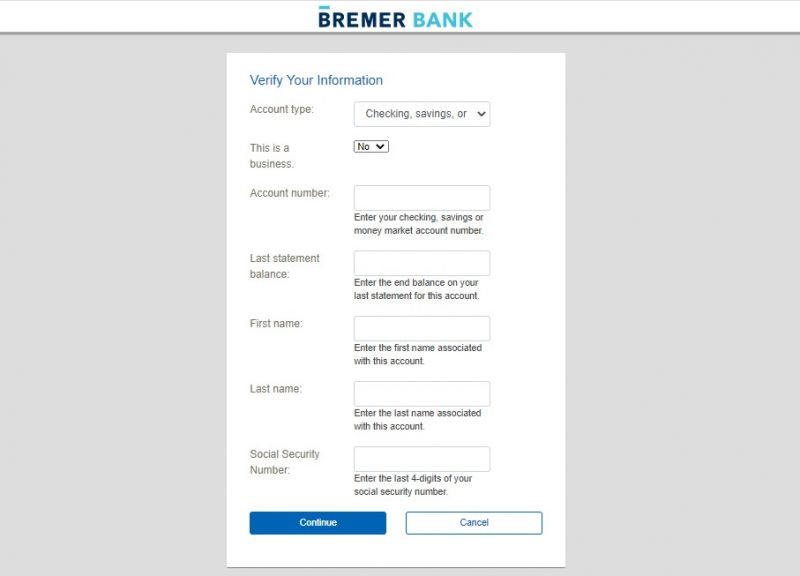 Bremer Bank Forgot UserID