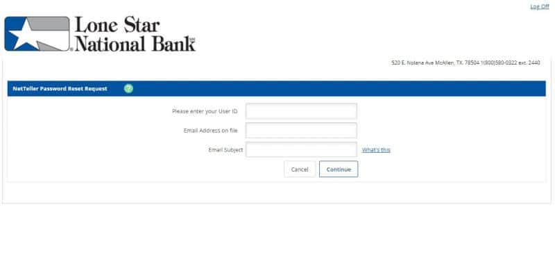 Lone Star National Bank Forgotpassword