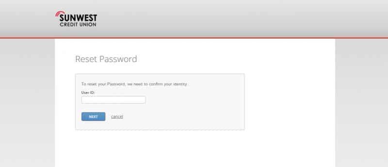 Sunwest Federal Credit Union ForgotPassword