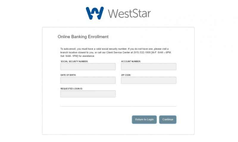 WestStar Bank Enrollment