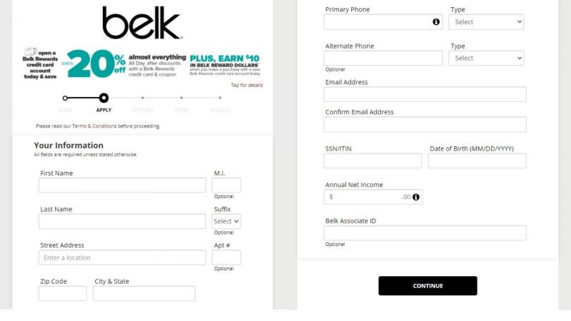 Belk Credit Card Enrollment