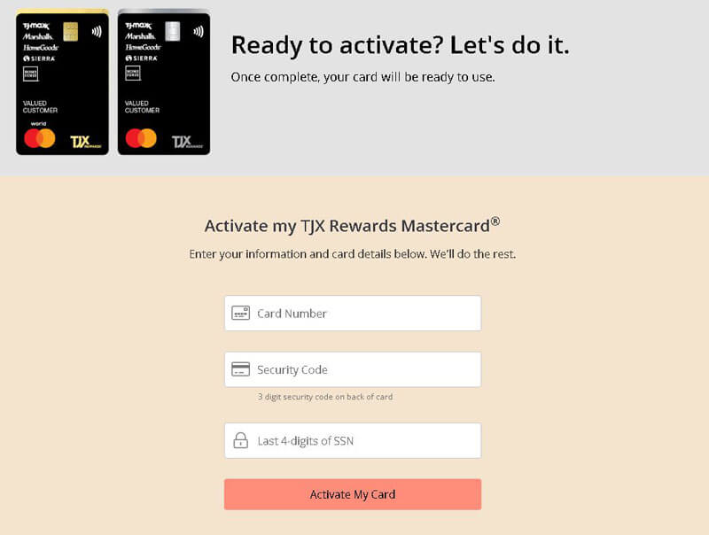 how to activate tjx rewards credit card