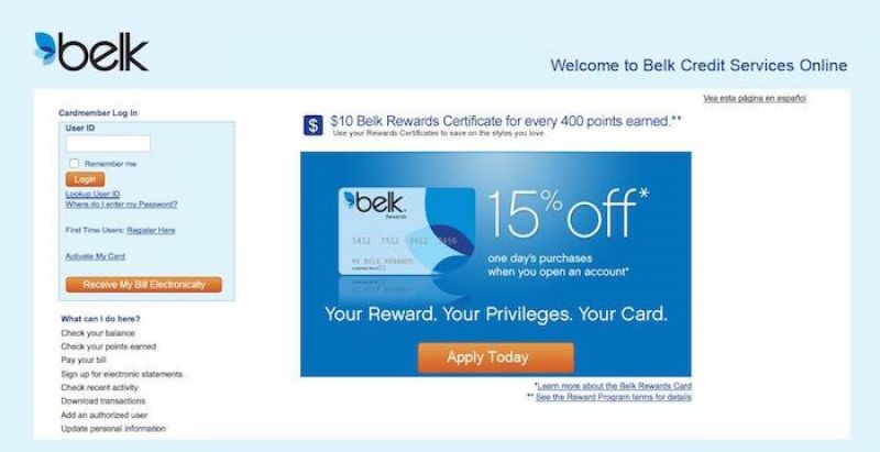 Belk Credit Card HomePage
